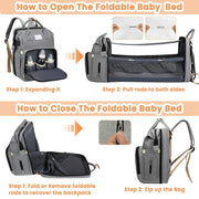 8-in-1 Wickeltasche mit integriertem Babybett