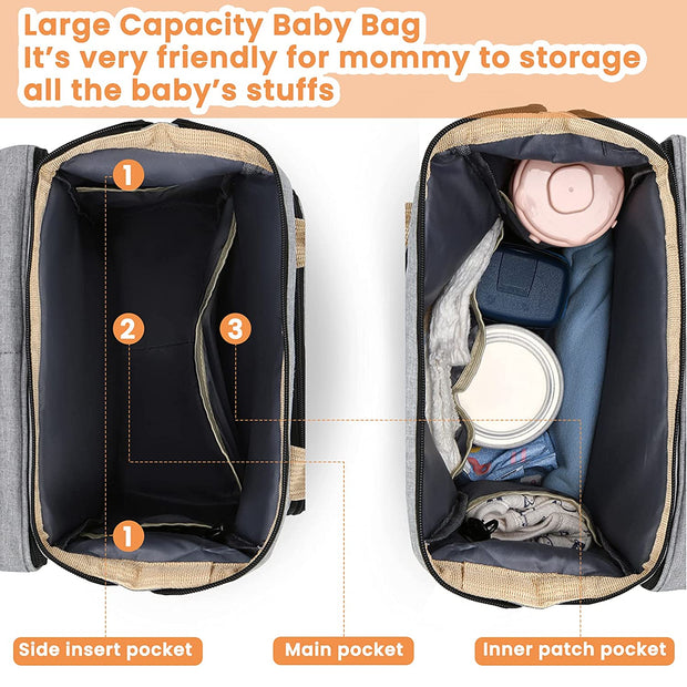 8-in-1 Wickeltasche mit integriertem Babybett