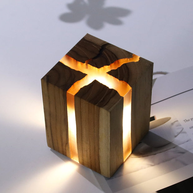 Kunstharz Holz LED Lampe