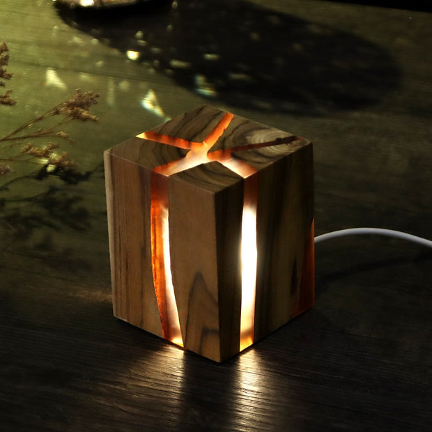 Kunstharz Holz LED Lampe