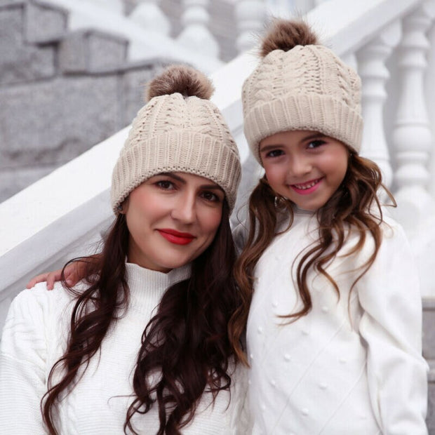 Warmer Winter - Mutter und Tochter Beanie Cap